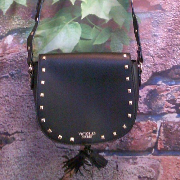 Black Tassels Gold Studded Crossbody Purse - Picture 1 of 4